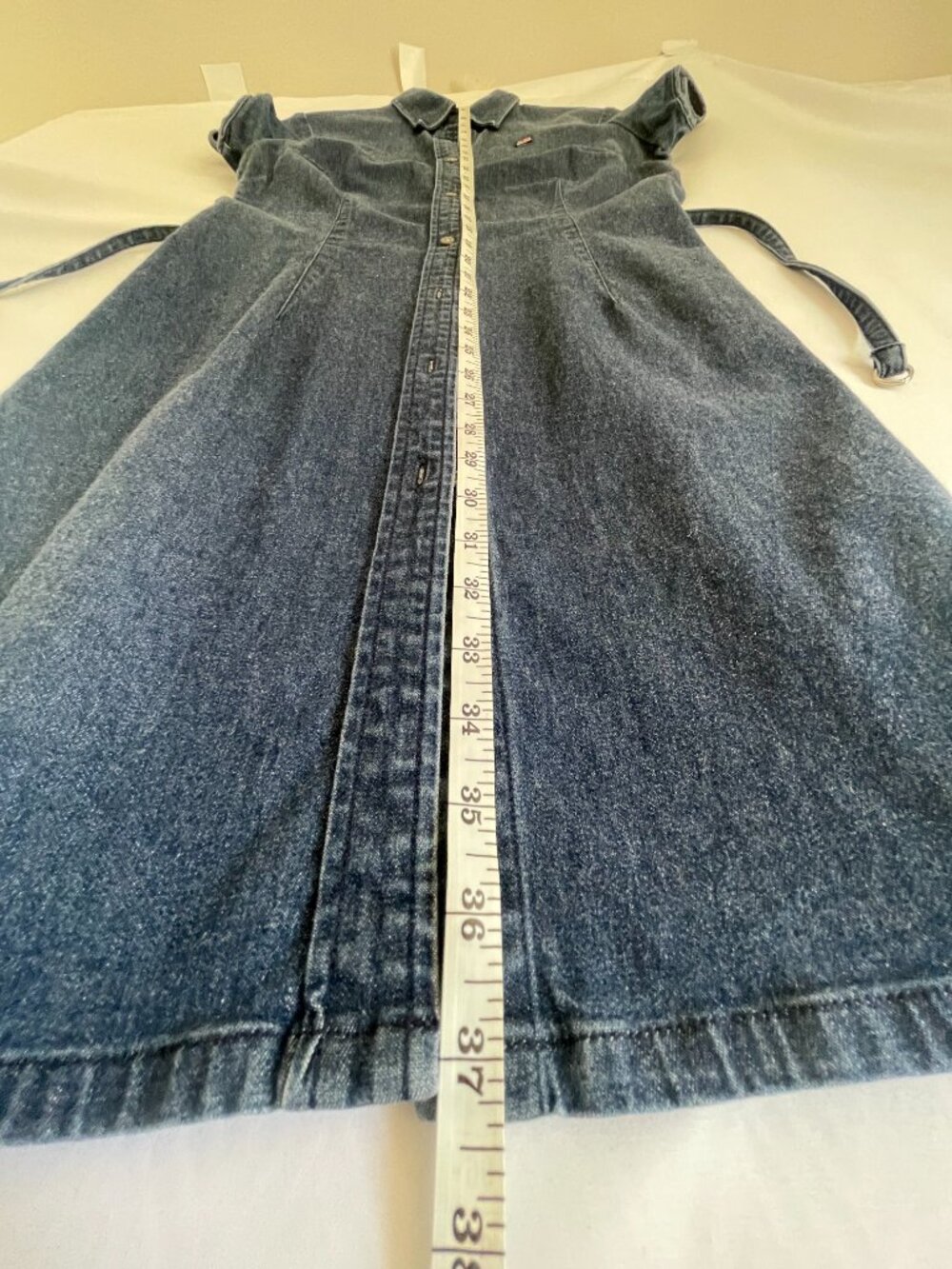 Vintage Polo Jeans Co. Ralph Lauren Denim Shirt Dress Belted Blue Medium - Picture 6 of 7